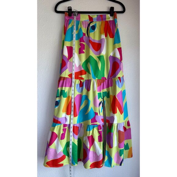 NWT Alden Adair Summer Tiered Maxi Skirt with Slit in Matisse Multicolor Size XS - Picture 8 of 10